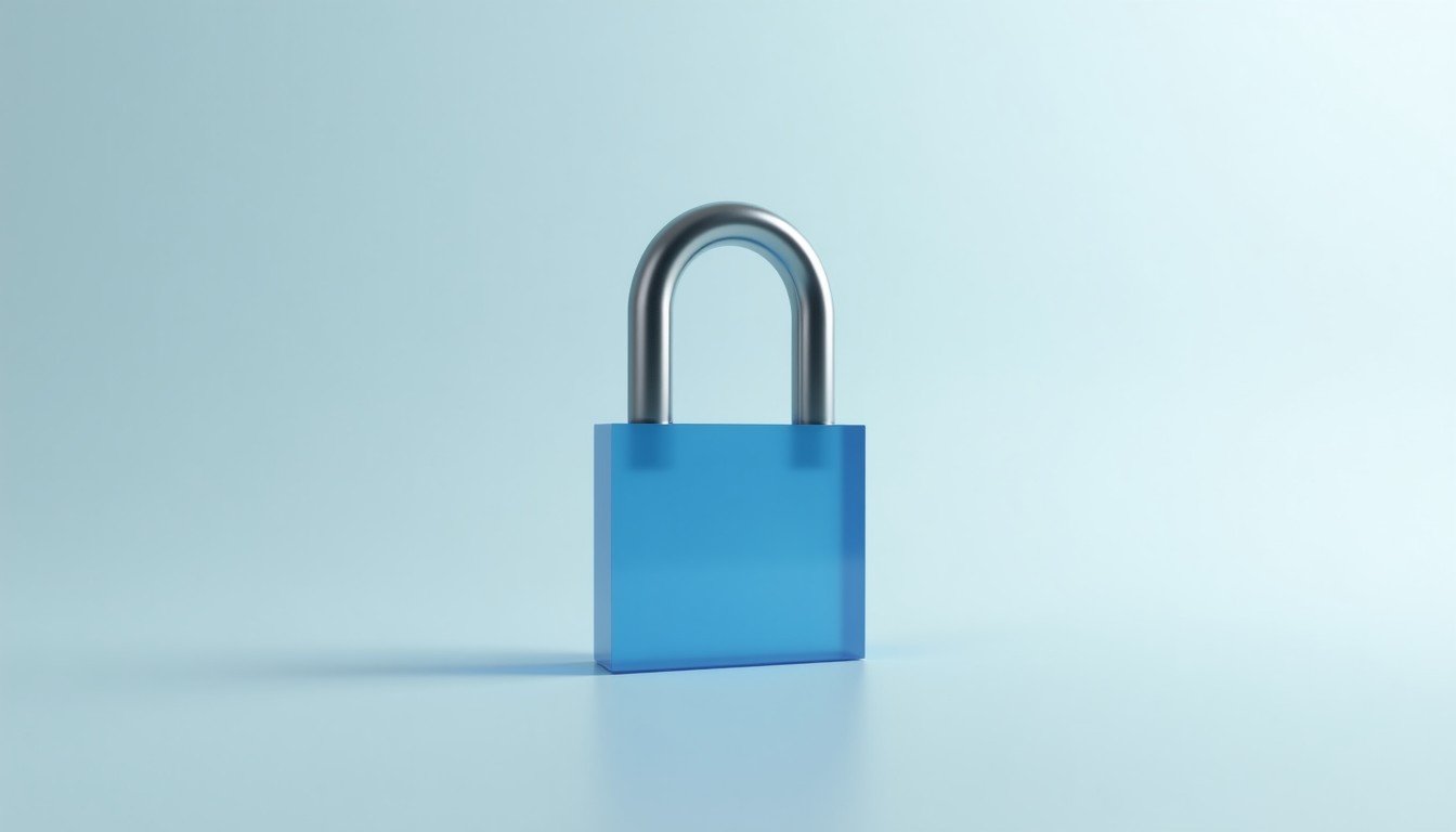 An open glass padlock
