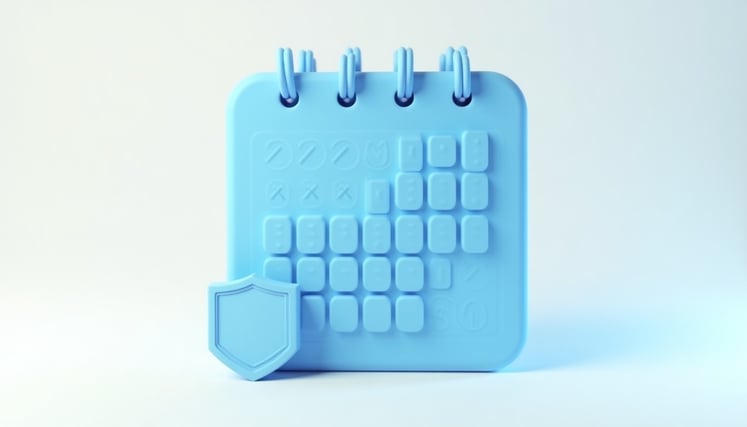 A calendar with a shield emblem